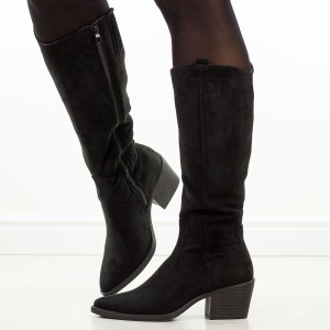 Czarne sue kozaki damskie M.Daszyński Sa261-6