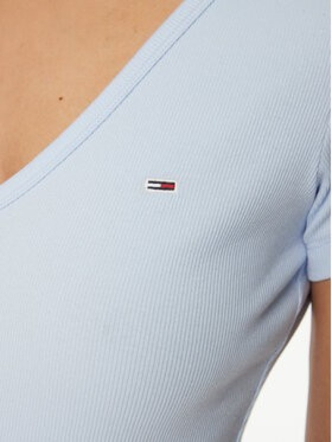Tommy Jeans T-Shirt Essential DW0DW17385 Błękitny Slim Fit