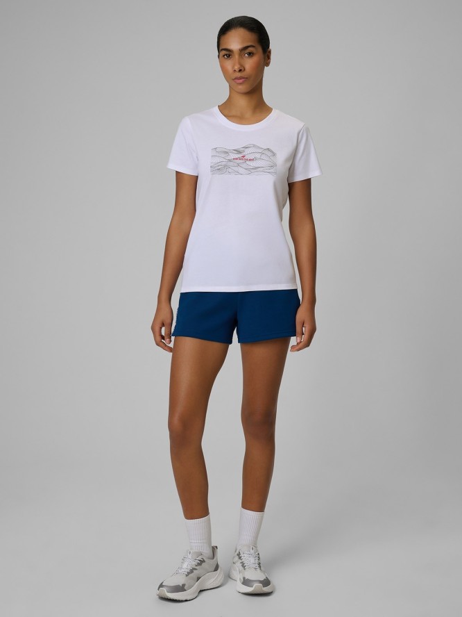 4F T-shirt regular z nadrukiem damski - biały L