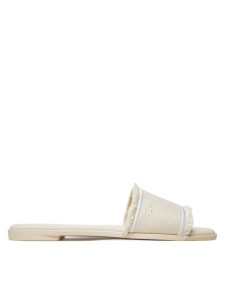 Tommy Hilfiger Klapki Fringe Canvas Flat Sandal FW0FW08908 Beżowy