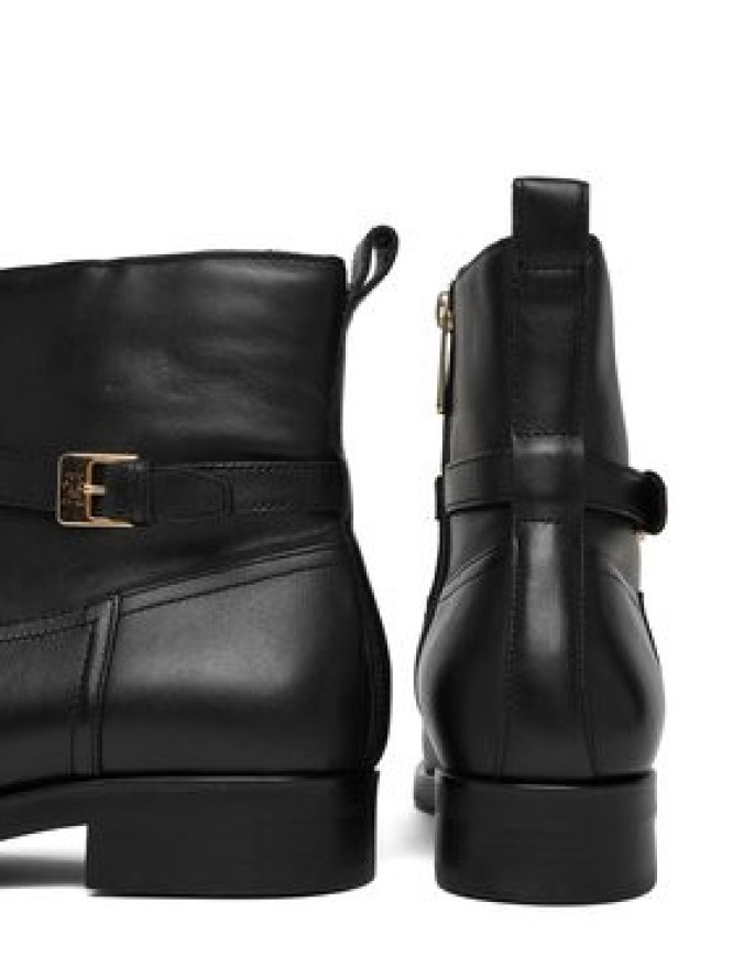 Tommy Hilfiger Botki Th Buckle Riding Leather Bootie FW0FW08781 Czarny