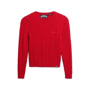 Sweter z cienkimi warkoczami, klasyczny, okrągły dekolt, damski Superdry