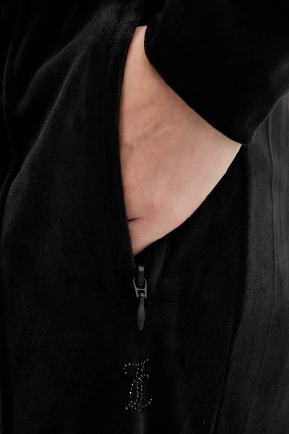 JUICY COUTURE Czarne spodnie dresowe z cyrkoniami Tina, Rozmiar S