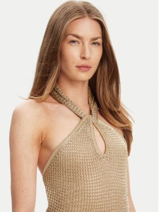 Guess Sukienka dzianinowa W5YK34 Z24F0 Złoty Slim Fit