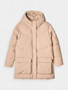 4F Kurtka puchowa z syntetycznym wypełnieniem damska - beżowa XXL