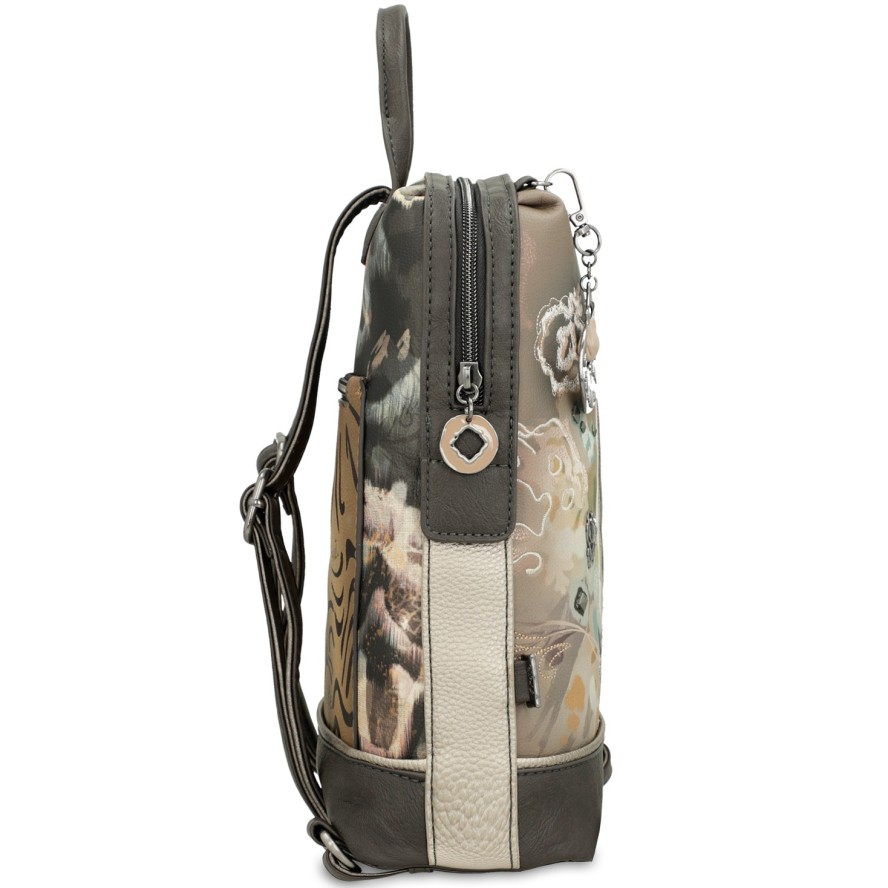 Plecak damski Anekke, mały z ozdobną grafiką z 1 komorą zamykany na zamek, kolorowy, 41705-295