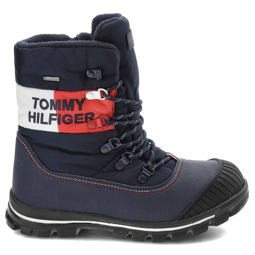 Granatowe Śniegowce Tommy Hilfiger Ocieplane Buty Damskie