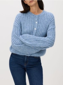 Kardigan z ozdonym splotem - niebieski