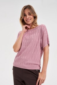 Sweter z krótkimi rękawami różowy