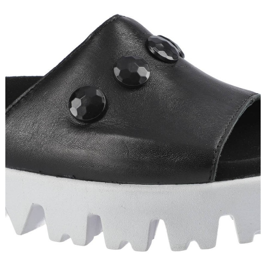 Czarne Klapki Simen Damskie Wygodne Buty