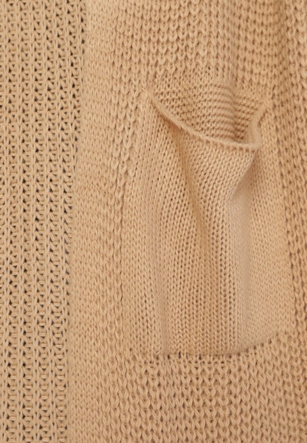 Brązowy Długi Kardigan o Luźnym Kroju Mostiura