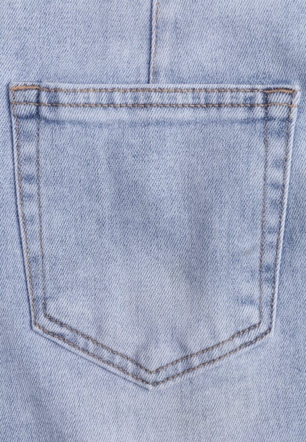 Niebieska Spódnica Jeansowa z Bawełną High Waist i Rozcięciem na Nogę Cinadessa