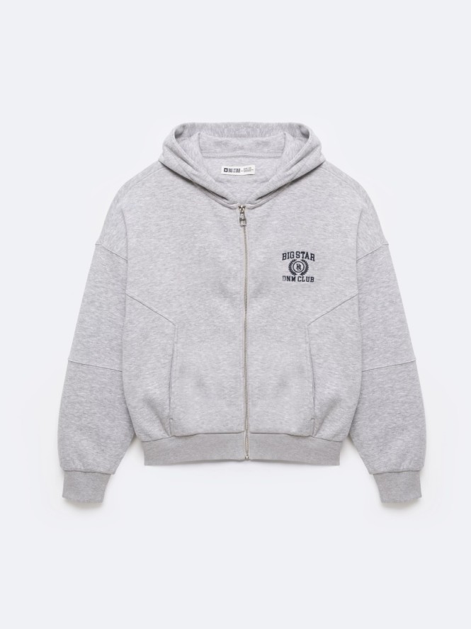 Bluza damska z kapturem rozpinana szara Madelina 901