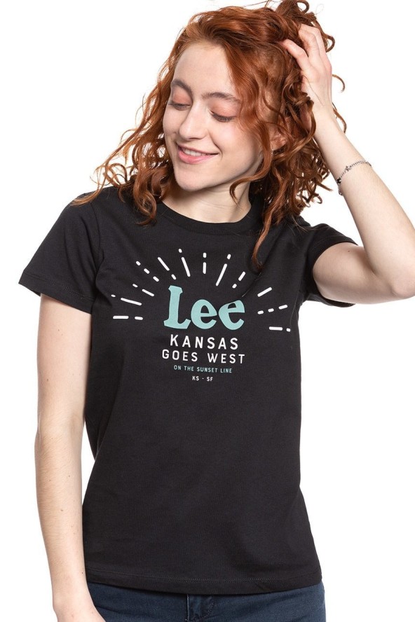 LEE T SHIRT DAMSKI SEASONAL LOGO TEE BLACK L42YRE01 112109518