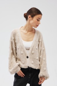 Kardigan zapinany na guziki w kolorze LIGHT BEIGE - BUBLE