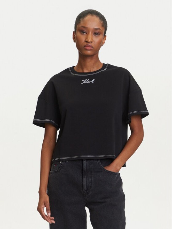 KARL LAGERFELD T-Shirt A3W17019 Czarny Boxy Fit