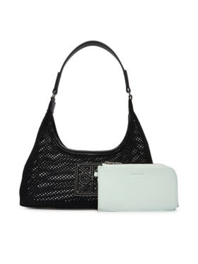 Calvin Klein Torebka Emblem Mesh Shoulder Bag LV04F3381G Czarny