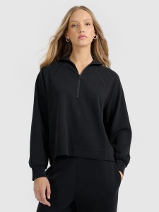 4F Bluza dresowa nierozpinana z modalem damska - czarna XS