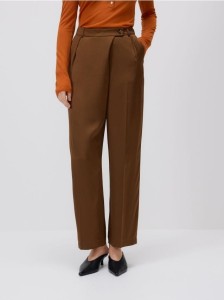 Satynowe spodnie z wiskozy - brązowy