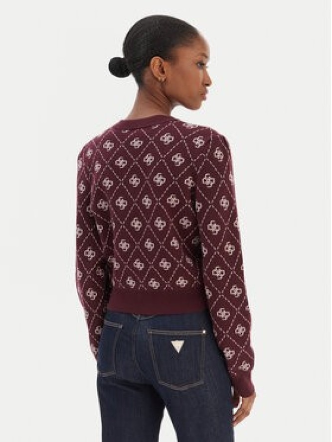 Guess Kardigan W4BR0D Z3JD2 Bordowy Regular Fit