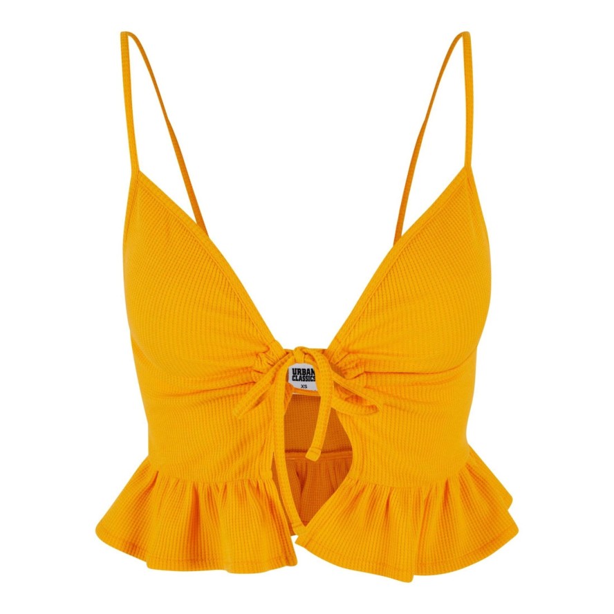 Damski podkoszulek z wytłaczaną falbaną piqué Urban Classics