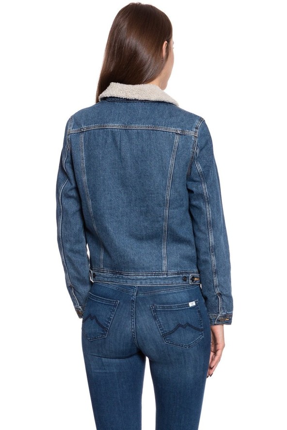 DAMSKA KURTKA ZIMOWA LEE SHERPA RIDER DARK STONEWASH L54VLJ46 112112980