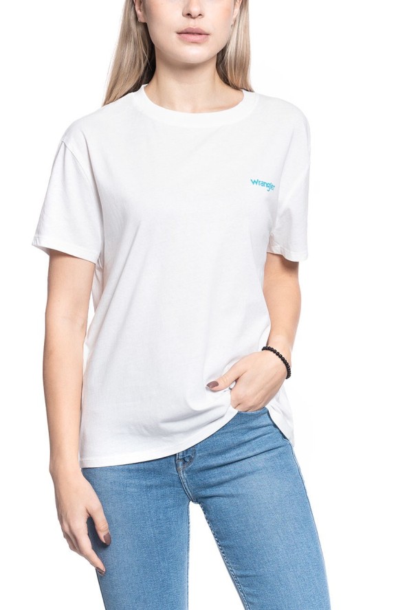 T-SHIRT DAMSKI WRANGLER BOYFRIEND TEE OFF WHITE W7Q2GH737 112132081