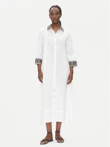 LOLA CASADEMUNT Sukienka koszulowa LS2516042 Biały Relaxed Fit