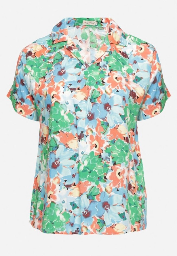 Zielona Koszula Wiskozowa w Kwiatowy Wzór Edionoria