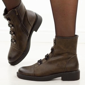 Szare płaskie botki damskie M.Daszyński Sa252-16