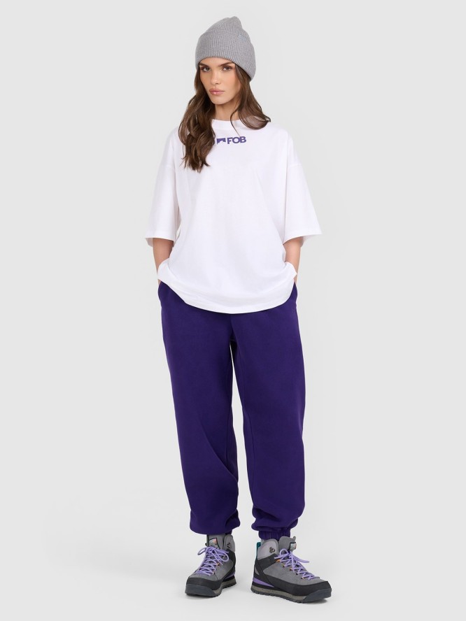 4F T-shirt loose z nadrukiem damski - biały S