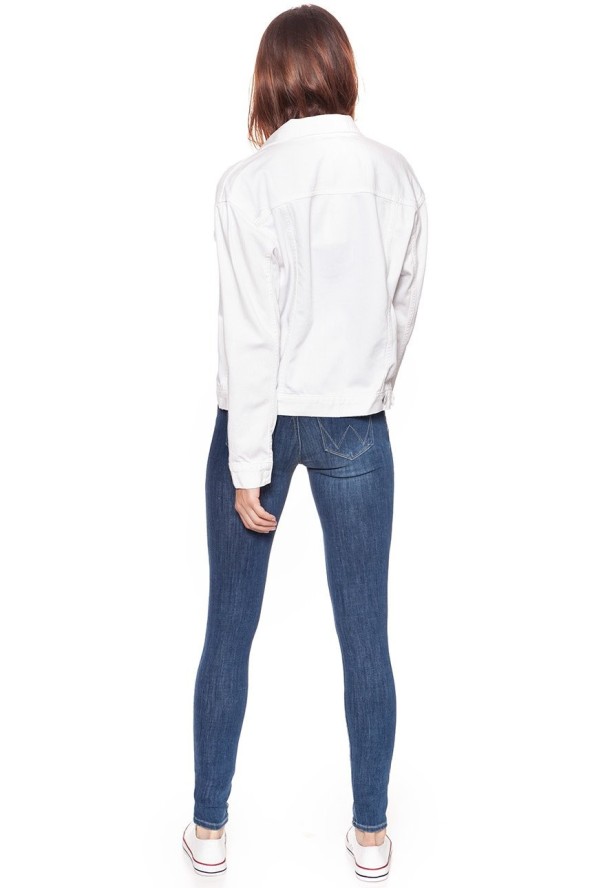 DAMSKA KURTKA JEANSOWA WRANGLER RETRO JACKET WHITE DAMAGED W415DM12Q 112128781