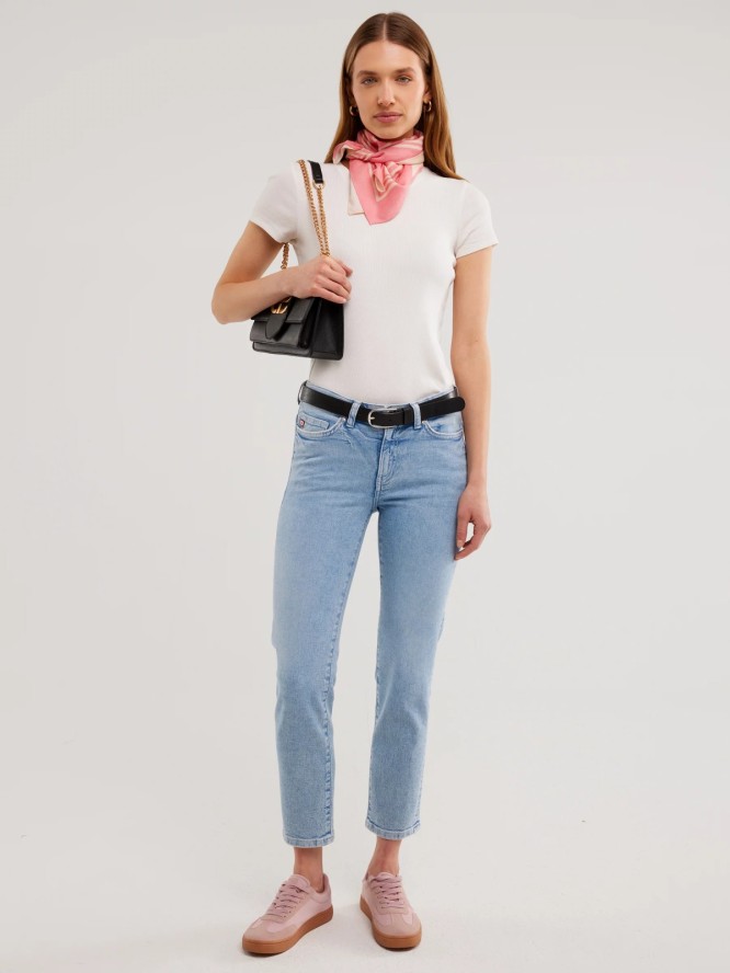 Jeansy damskie z krótką nogawką niebieskie Adela Cropped 205