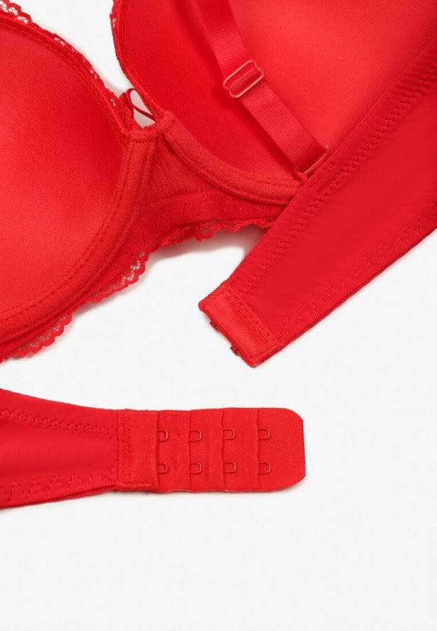 Czerwony Koronkowy Biustonosz o Fasonie Push Up Mellimi