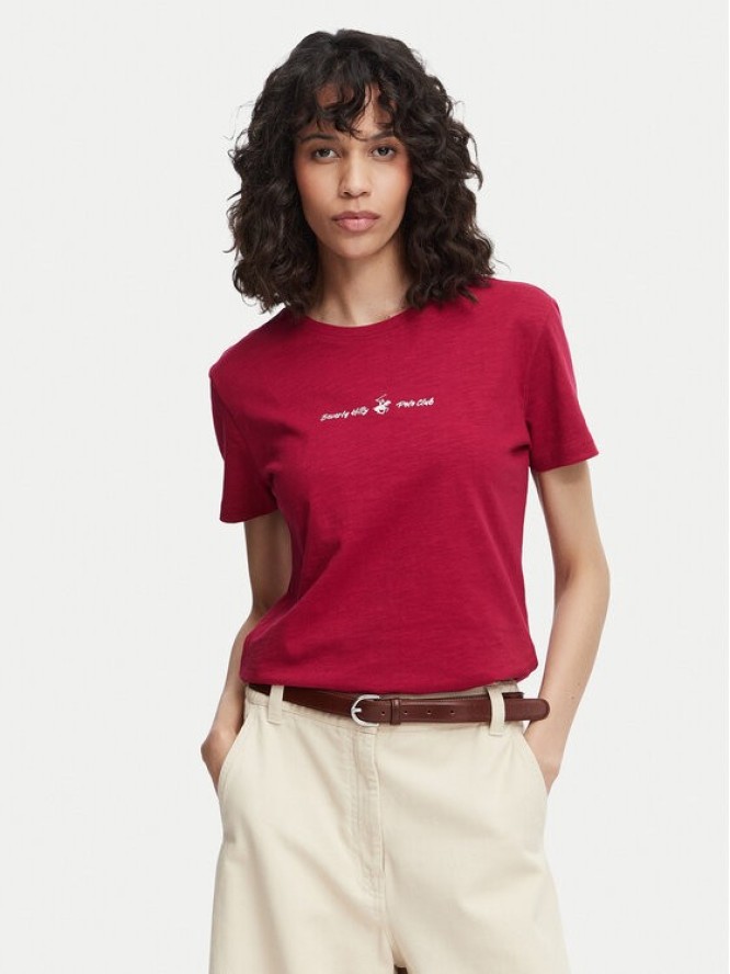 Beverly Hills Polo Club T-Shirt P-SS26W-TS6510 Bordowy Regular Fit