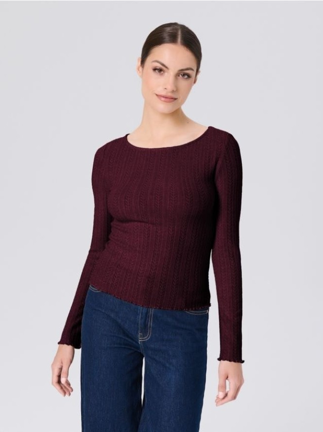 Bluzka z długimi rękawami - bordowy
