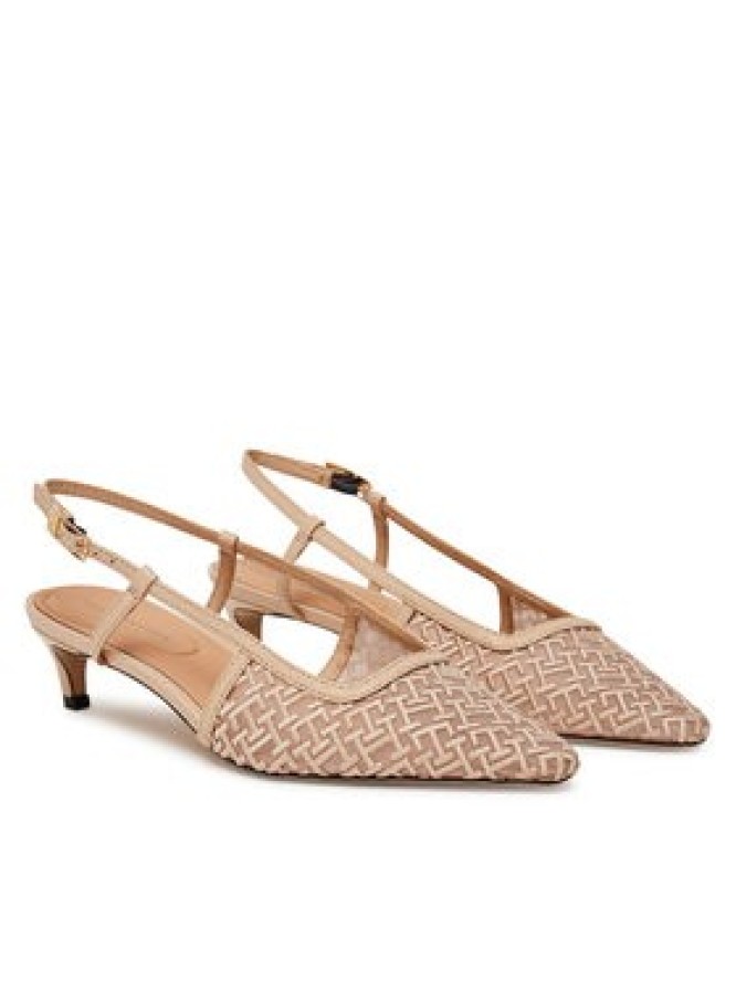 Tommy Hilfiger Czółenka Mono Squared Toe Kitten Slingb FW0FW08746 Beżowy