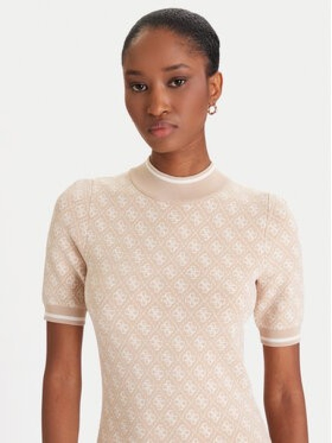 Guess Sukienka dzianinowa W3YK39 Z37K0 Beżowy Slim Fit