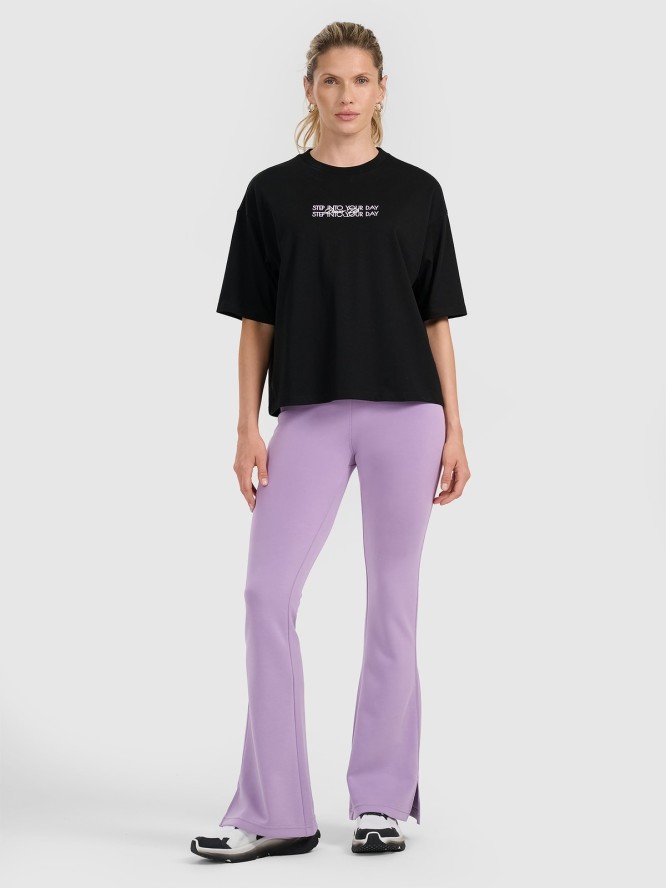 4F T-shirt oversize z nadrukiem damski - czarny M