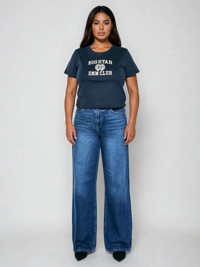 Koszulka damska z haftem granatowa Bensa 403