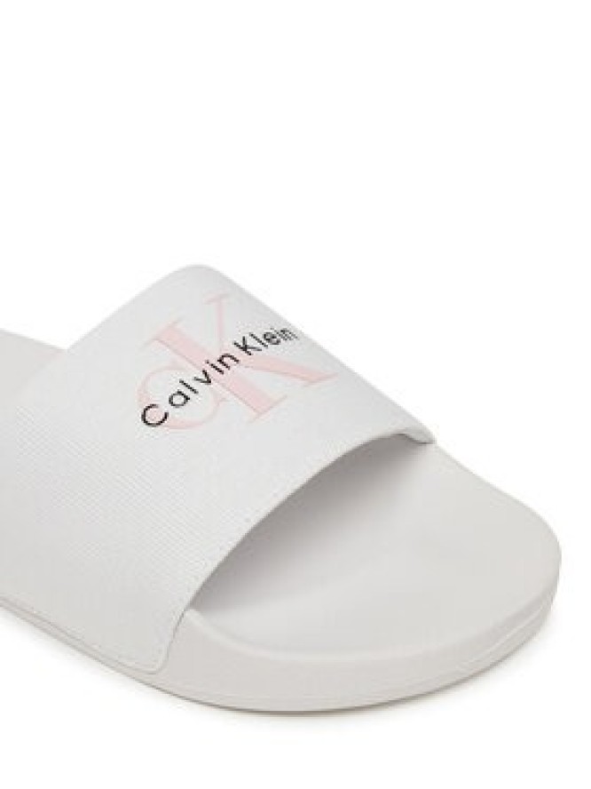 Calvin Klein Jeans Klapki Slide Monogram Wn Logo Ck YW0YW01967 Biały