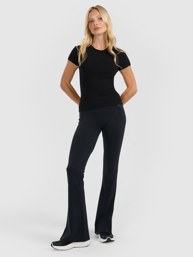 4F T-shirt slim gładki damski - czarny XL