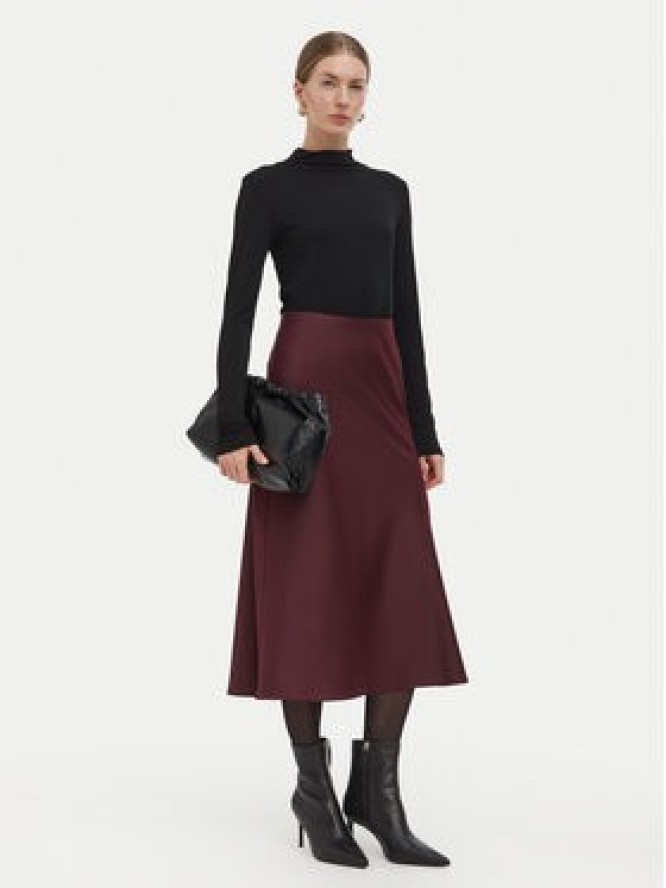 Guess Spódnica midi W6BD25 W4250 Bordowy Regular Fit