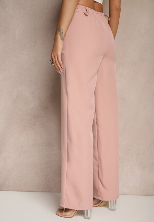 Różowe Spodnie Garniturowe High Waist Viviorea