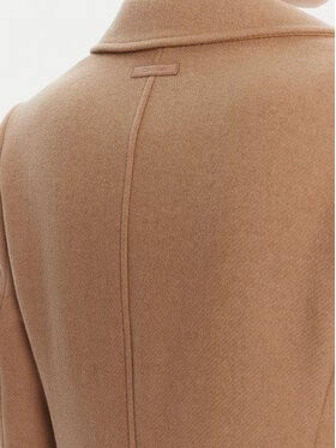 Calvin Klein Płaszcz wełniany LV044D558G Brązowy Slim Fit