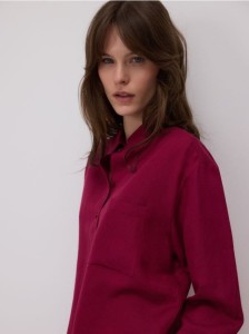 Koszula z lnem - bordowy