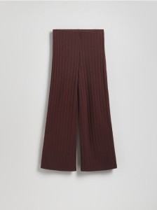 Dzianinowe spodnie w prążek - brązowy