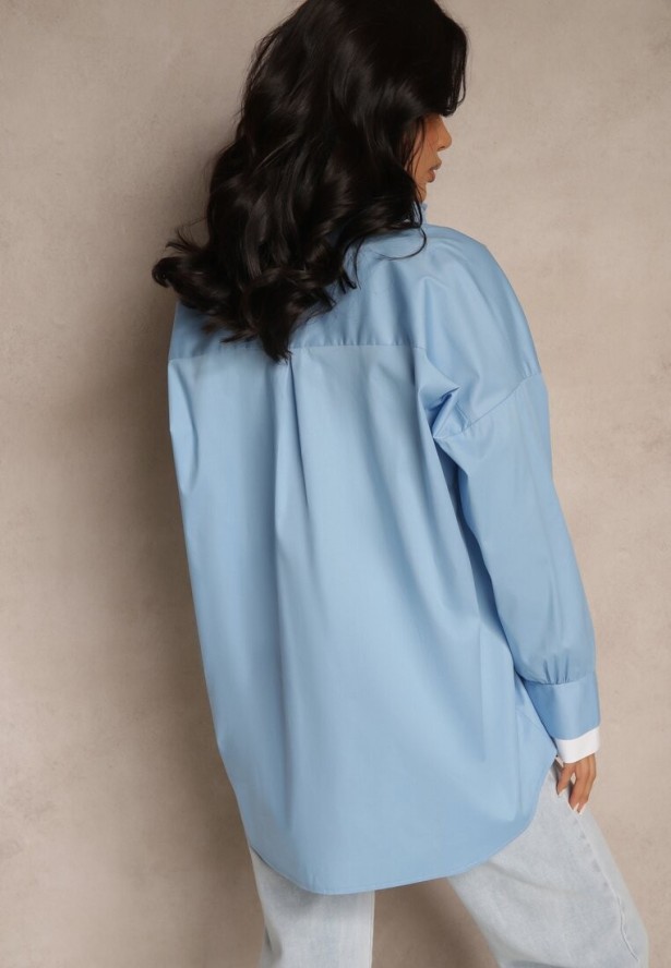 Niebieska Bawełniana Koszula Typu Oversize Ronmira