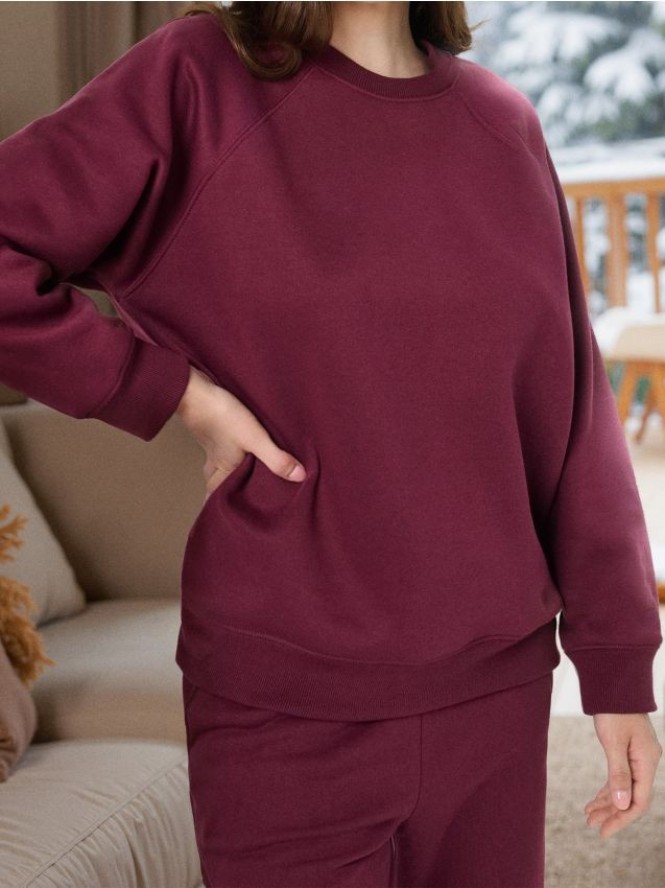 Bluza crewneck - bordowy