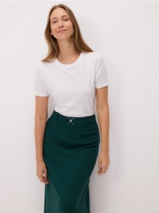 Spódnica midi z paskiem - ciemnozielony